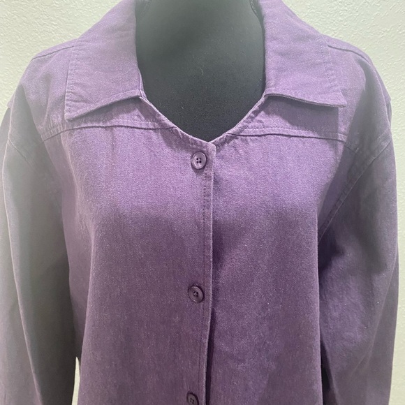 Denim & Co QVC Lite Purple Jacket w Pleated Back Embroidered Sz 2X Cute&casual - Picture 2 of 5